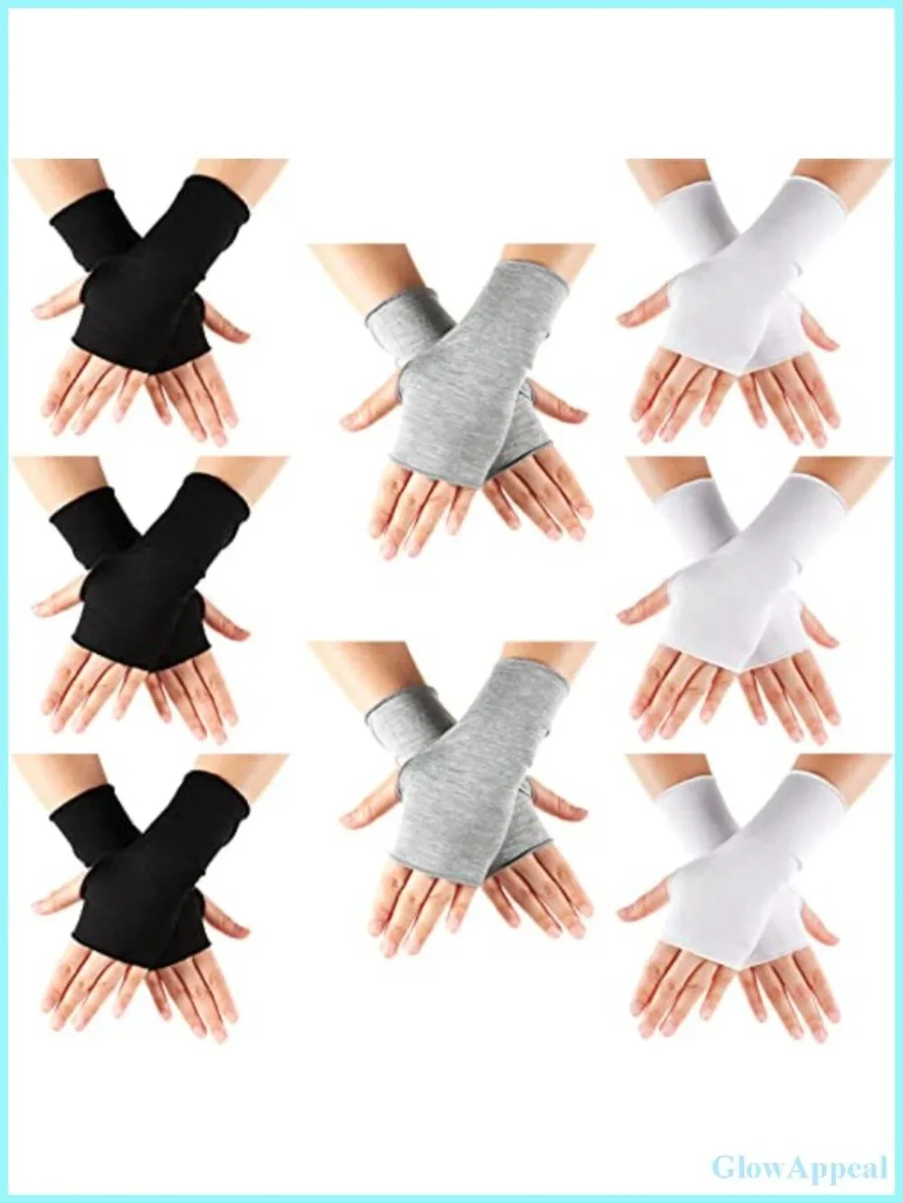 8 Pairs UV Protection Fingerless Driving Gloves for Women - Modal
